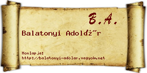 Balatonyi Adolár névjegykártya